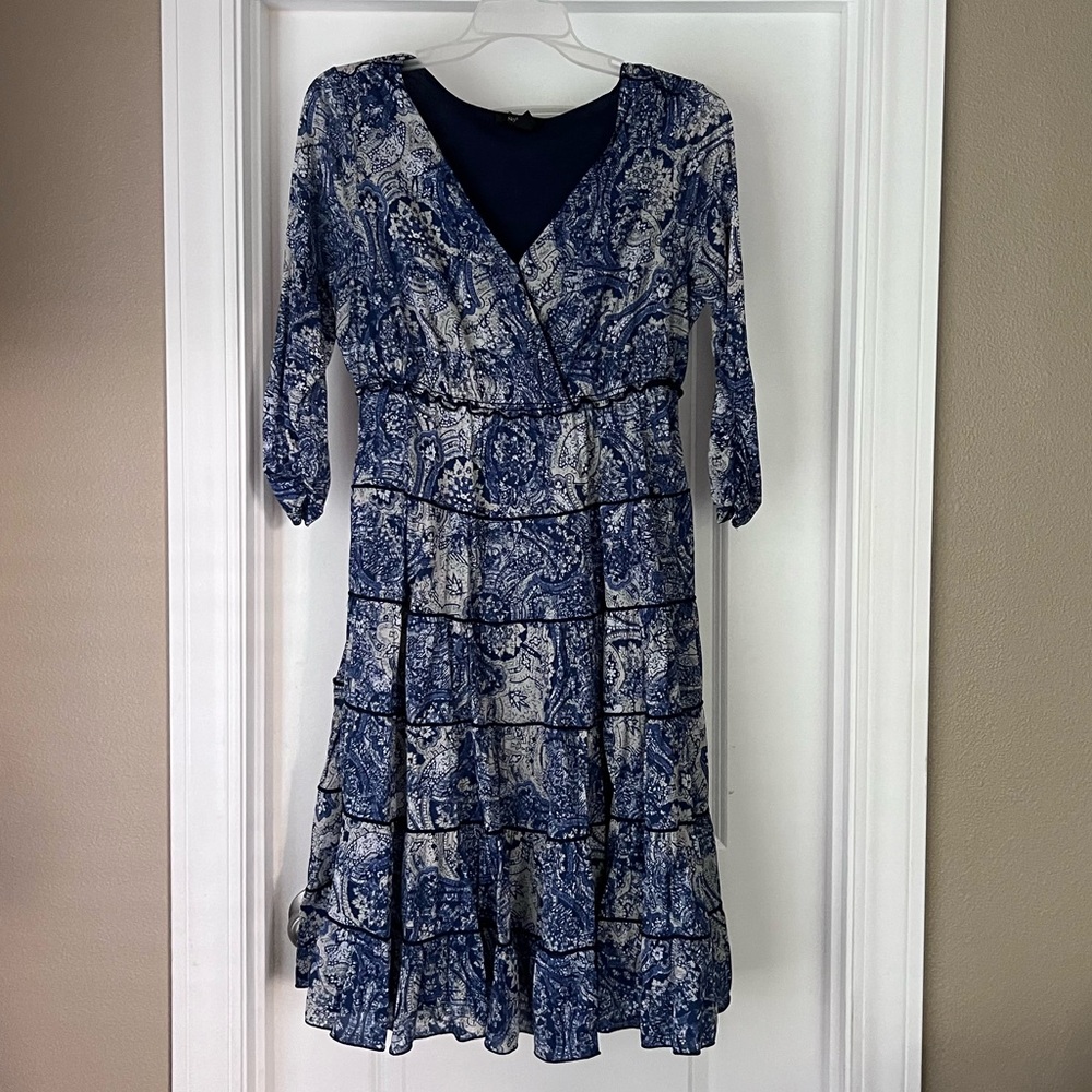 Light blue and navy blue midi Style &Co dress. Size 1X